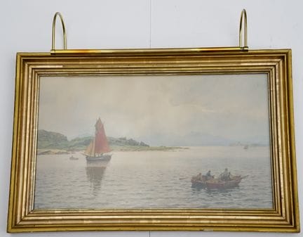 古德，汉斯-弗雷德里克（1825年奥斯陆—1903年柏林）： 《渔民与海岸风光》，1885年，水彩与