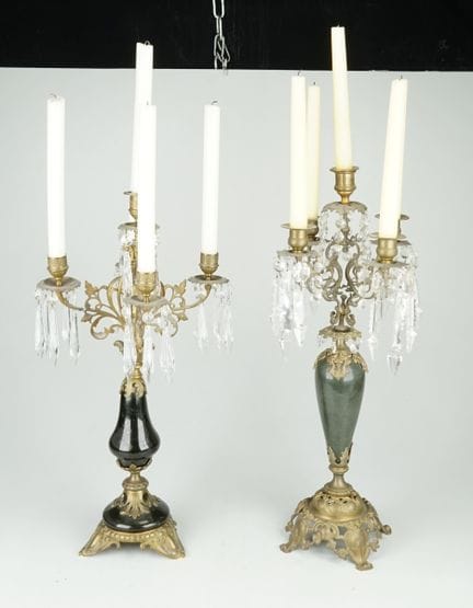 Par de candelabros franceses de estilo Art Nouveau