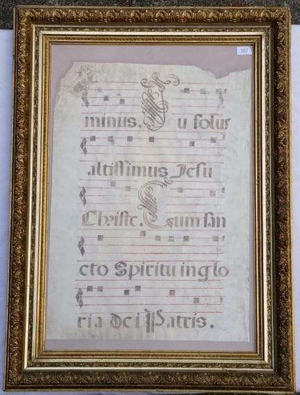Página de un gran antifonario litúrgico procedente