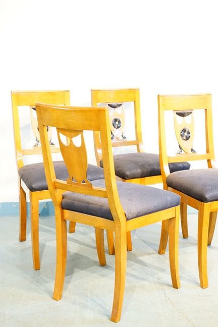 Juego de cuatro sillas Biedermeier del sur de Alem