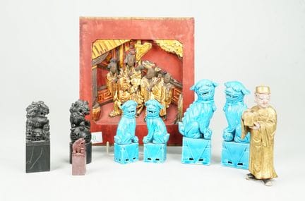 Oggetti decorativi asiatici, set da 9 pezzi, acqui