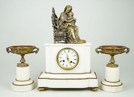 Orologio da camino con mensole "Gros à Lyon", set 