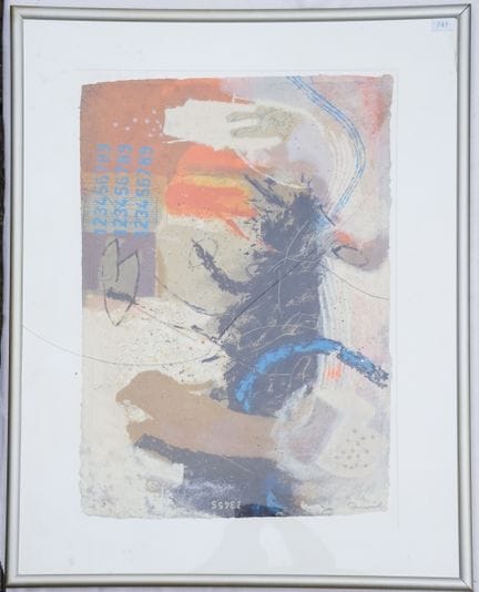 古莱什，穆罕默德（1965年出生于伊拉克巴格达）： 拼贴丝网印刷，无题。丝网印刷/混合技法，含拼贴元