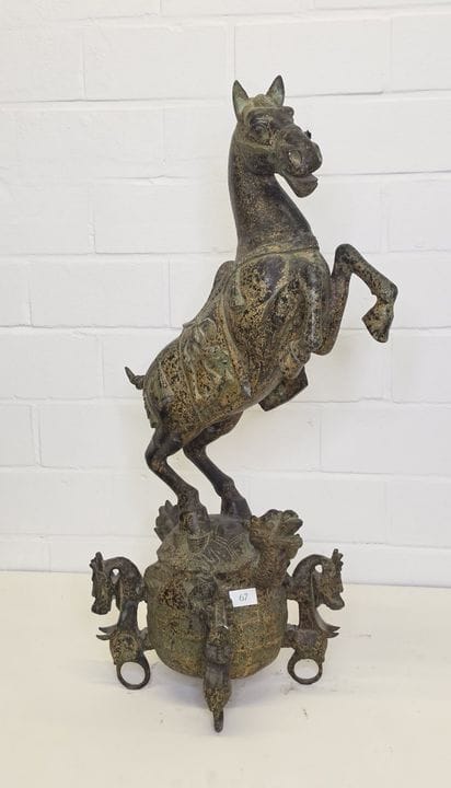 Cavallo cinese del Feng Shui in bronzo ramato, con