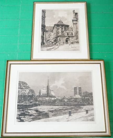 乌尔布里希，雨果（1867年 巴特迪尔斯多夫 — 1928年 布雷斯劳）：两幅布雷斯劳风景画，水彩蚀