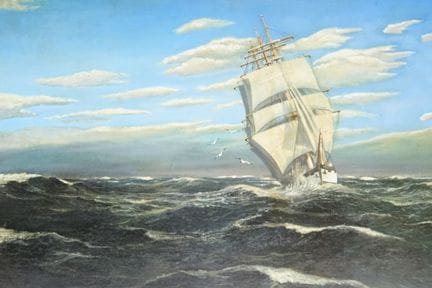 迪兹苏斯，齐格弗里德（1912—1979，德国）：《四桅帆船“帕米尔号”面临即将袭来的飓风》，约19