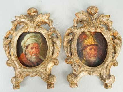 Coppia di dipinti di Tronje in stile barocco: 2 ri
