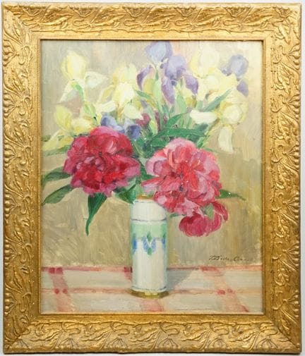 德克-科尼尔，蒂尔达（1879—1942，柏林）：《高脚花瓶中的花束》，约1910年，纸板油画，右下
