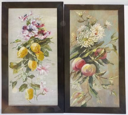 Monogrammista: coppia di nature morte decorative i