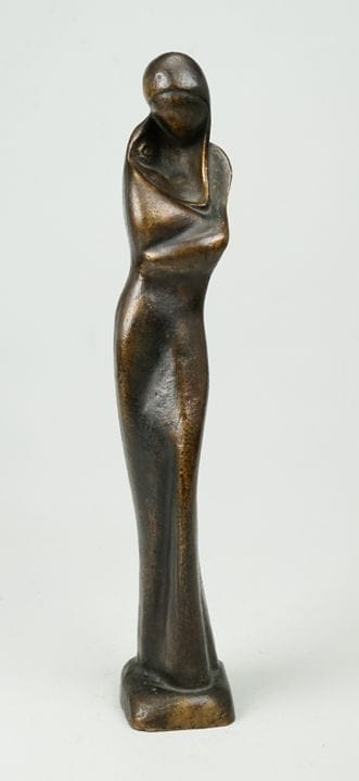 Madre con bambino. Statua in bronzo massiccio, sec
