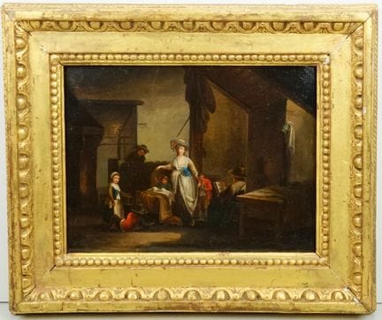 (1780 circa) Scena di genere rustica con una dama 