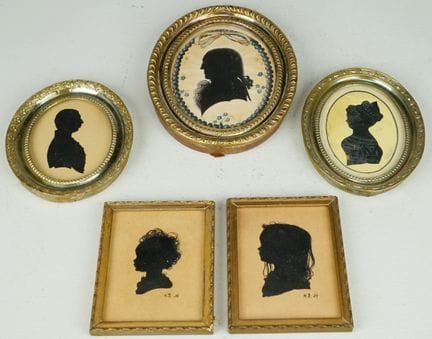 Collezione di 5 silhouette del XVIII-XX secolo. Si