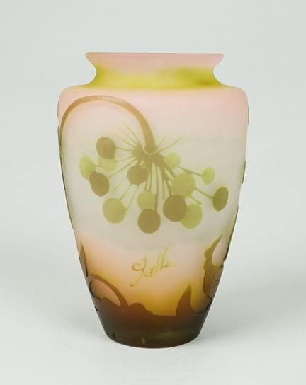 Emile Gallé - Nancy: Vaso "Soufflé" "Fatsia Japoni