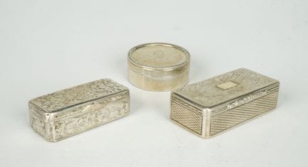 3 Tabatieren/SchupftabackdosenRechteckig mit Goldk