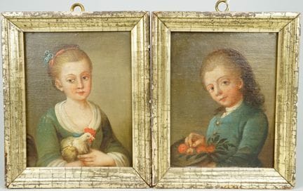 Coppia di ritratti infantili del XVIII secolo. Dip