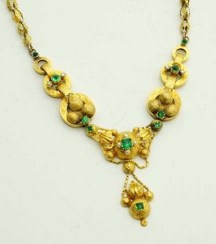 Rara collana di smeraldi in argento 900 GG, risale