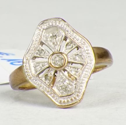 Anello Art Déco con brillanti, oro giallo 333 e mo