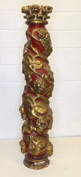 Colonna salomonica barocca in legno, XVIII secolo.