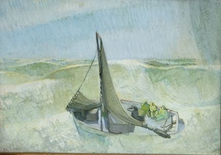 小安东·阿尔伯斯（1877年不来梅—1915年俄罗斯）： 《风暴中的帆船》，1908年，油画，画于硬