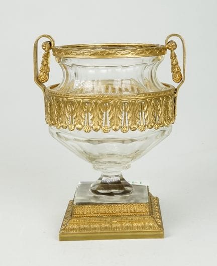 Empire Kristallglasvase mit BronzemonturKristallgl