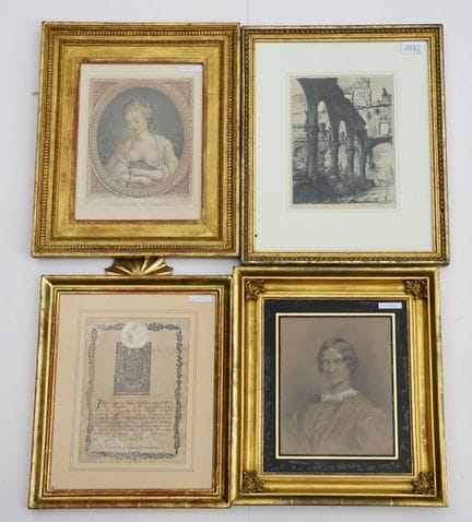 Collezione di 4 cornici dorate a smalto del XIX se