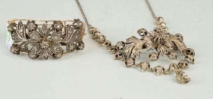 Set di gioielli vittoriani, 1880 circa. Argento an
