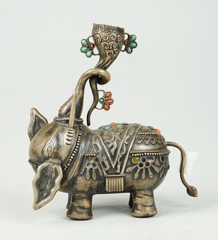 Piccolo elefante portacandele, Nepal, argento ster