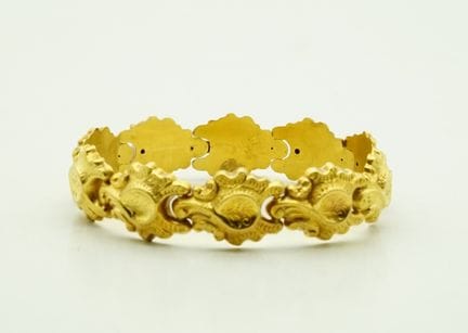 Raro bracciale a maglie in stile Biedermeier, oro 
