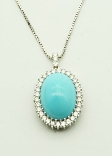 Collana con ciondolo: turchese in montatura a bril