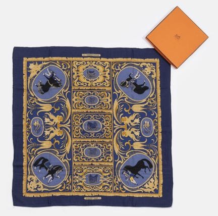 HERMES
Cashmere and silk scarf, “La Présentation” 