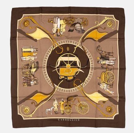 HERMES
Carrossier-style silk twill scarf in shades