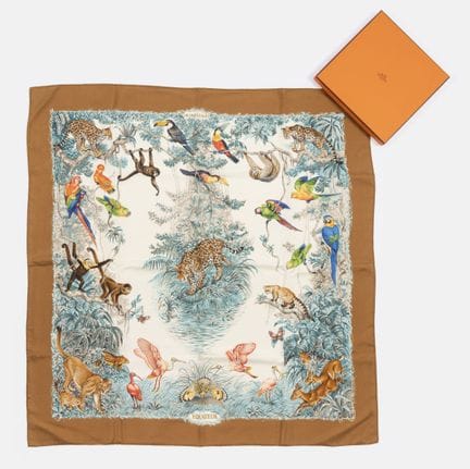 HERMES
Silk twill scarf, "Équateur" style, in shad