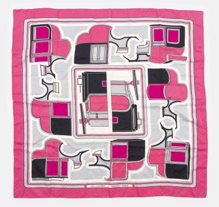 HERMES
Silk twill scarf, "Les Coupés" style, in sh