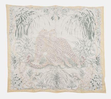 HERMES
Cotton bedspread featuring two cheetahs sur