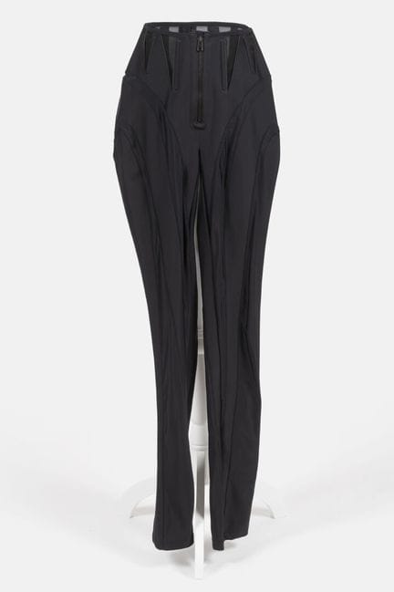 MUGLER
Black tapered pants with synthetic fabric c