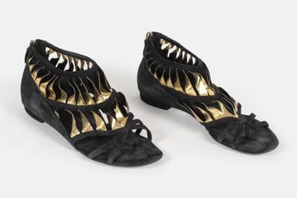 CHANEL
Pair of flat-heeled cut-out leather sandals