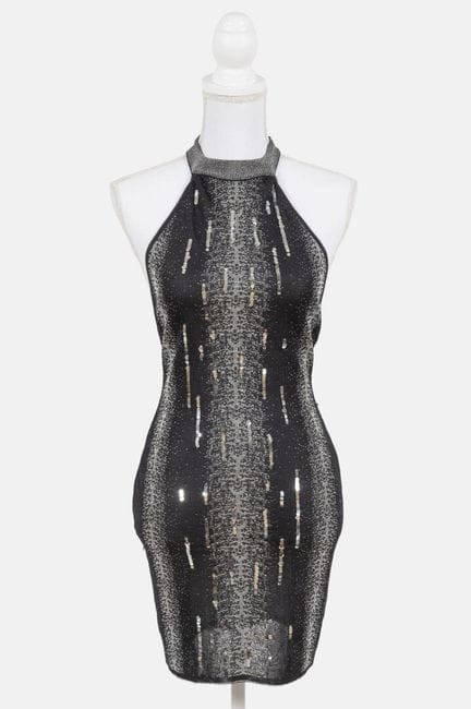 JOHN GALLIANO
Black knit backless mini dress with 