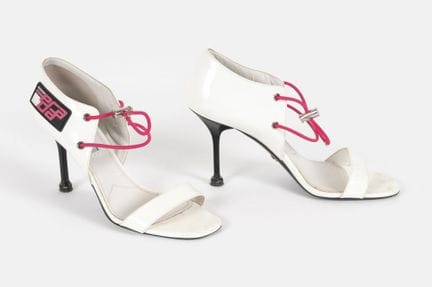 PRADA
Pair of white patent leather pumps, 
Pink el