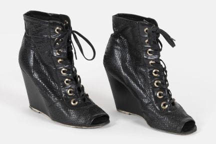 CHANEL
Pair of black braided leather high heels, 
