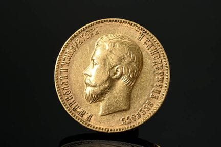 Pièce en or jaune 900 « 10 roubles, tsar Nicolas I