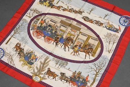 Carré en soie Hermès « L'Hiver en Poste » dans les