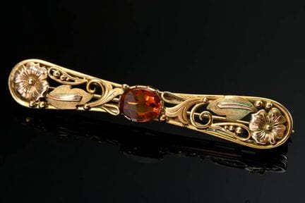Broche « Midcentury » en or rose 585, ornée de mot