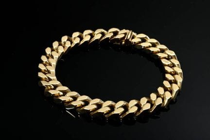 Bracelet en or jaune 585 à maillons plats, 37,4 g,