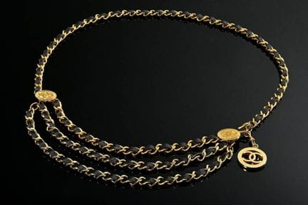 Ceinture Chanel Vintage en longue chaîne dorée ave