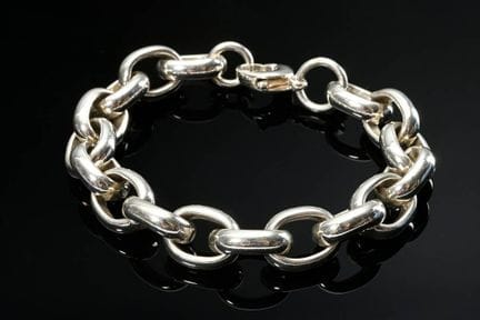 Bracelet à maillons en argent massif 925 avec ferm