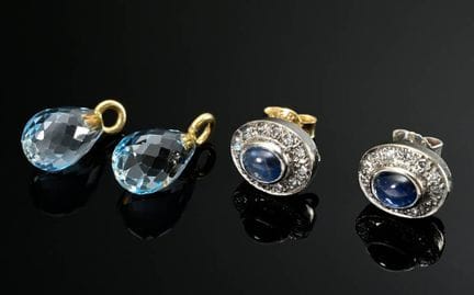 Paire de boucles d'oreilles en or blanc et or jaun