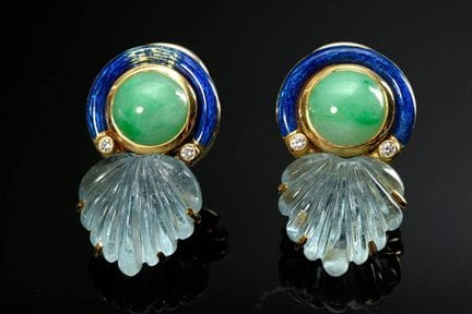 Paire de boucles d'oreilles en or jaune 750 compos