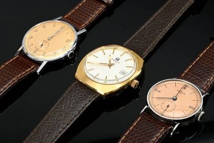 3 款各类复古腕表，包括天梭（Tissot）和费斯塔（Festa）等品牌，不锈钢材质，手动上链，直径