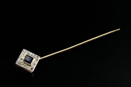 Épingle à cravate carrée en or jaune 750 et platin