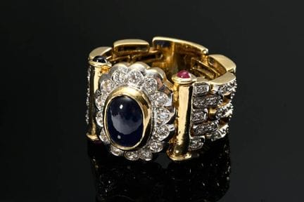 Bague-collier mobile à plusieurs rangs en or jaune